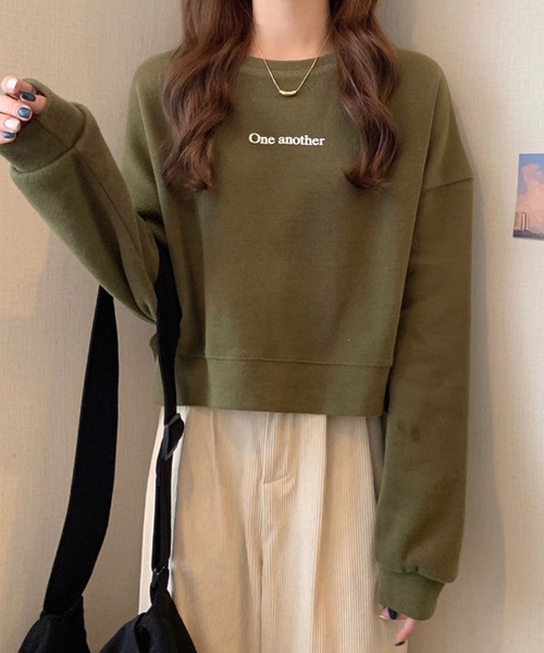 Girly Doll（ガーリードール）の「オーバーサイズプチロゴトレーナー（スウェット・レディース・ホワイト/ネイビー/ブラウン/グレー/カーキ/アイボリー・FREE）」の21枚目の写真