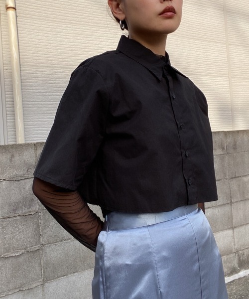 AMAIL(アマイル)の「Cropd lobo shirt(シャツ/ブラウス・レディース・ホワイト/ブラック/ブルー・FREE)」の18枚目の写真