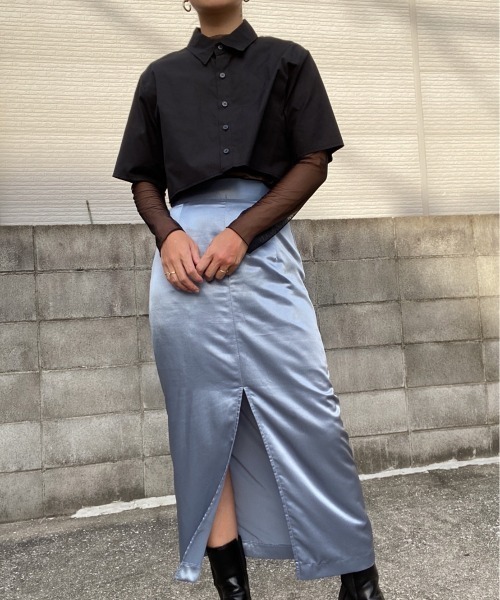 AMAIL(アマイル)の「Cropd lobo shirt(シャツ/ブラウス・レディース・ホワイト/ブラック/ブルー・FREE)」の20枚目の写真