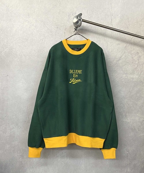 Beno(ビーノ)の「カラーマイクロフリース ビッグシルエット 刺繍ロゴ リンガートレーナー(スウェット・メンズ・パープル/イエロー/ホワイト/グリーン/ブラック/ブルー・M/L)」の4枚目の写真