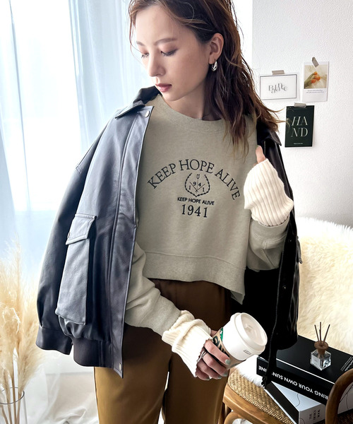 ms+ ideal(エムズプラスアイディール)の「《ms+ ideal》指名買い!綿100%刺繍ロゴヘビーウェイト裏起毛プルオーバー(スウェット・レディース・杢グレー/ブラック/レッド・LARGE/MEDIUM/SMALL/X-LARGE)」の4枚目の写真