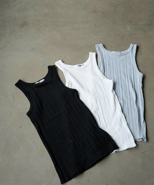 Flugge(フラッジー)の「american sleeve tanktop/アメリカンスリーブタンクトップ(タンクトップ・レディース・ホワイト/ブラック/グレイッシュブルー・FREE)」の4枚目の写真
