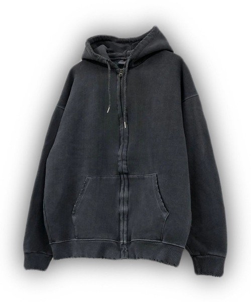 XU(エックスユー)の「【Never mind the XU】damage zip up hoodie / 【ネバーマインド ザ エックスユー】ダメージ長袖ジップアップパーカー <着用動画あり>(パーカー・メンズ・ダークグレー/グレー/ブルー・ONE SIZE)」の22枚目の写真