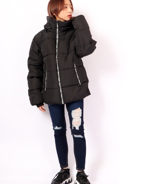 セール】止水テープ ロゴフェイクダウンジャケット（ダウンジャケット