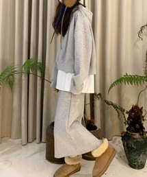 DAY CLOSET | 【セットアップ/フード付き】ゆるっとオーバーサイズ。長袖スウェットパーカー+ミモレ丈スカート 上下2点セット(スウェット)