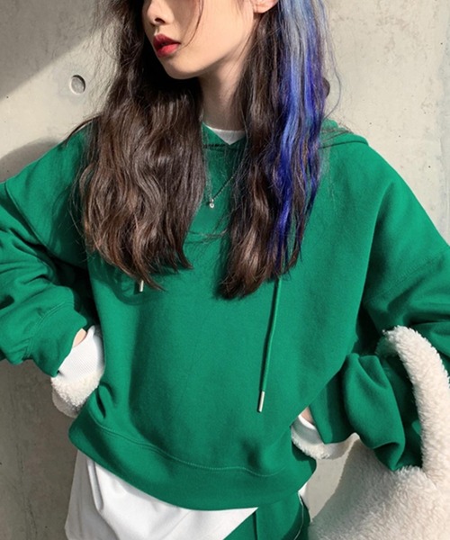 DAY CLOSET（デイ クローゼット）の「【セットアップ/フード付き】ゆるっとオーバーサイズ。長袖スウェットパーカー+ミモレ丈スカート 上下2点セット（スウェット・レディース・グリーン/グレー/ブルー/チャコールグレー・ONE SIZE）」の15枚目の写真