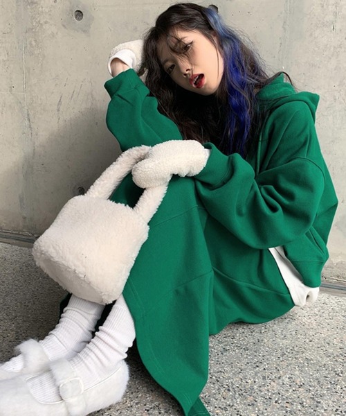 DAY CLOSET（デイ クローゼット）の「【セットアップ/フード付き】ゆるっとオーバーサイズ。長袖スウェットパーカー+ミモレ丈スカート 上下2点セット（スウェット・レディース・グリーン/グレー/ブルー/チャコールグレー・ONE SIZE）」の17枚目の写真