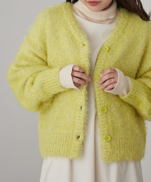 CIAOPANIC TYPY(チャオパニックティピー)の「□メランジフェザーMIX2WAYカーディガン(カーディガン/ボレロ・レディース・オフホワイト/パープル/ブラウン/イエロー・ONE SIZE)」の4枚目の写真