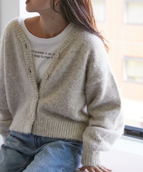 CIAOPANIC TYPY(チャオパニックティピー)の「□メランジフェザーMIX2WAYカーディガン(カーディガン/ボレロ・レディース・オフホワイト/パープル/ブラウン/イエロー・ONE SIZE)」の6枚目の写真