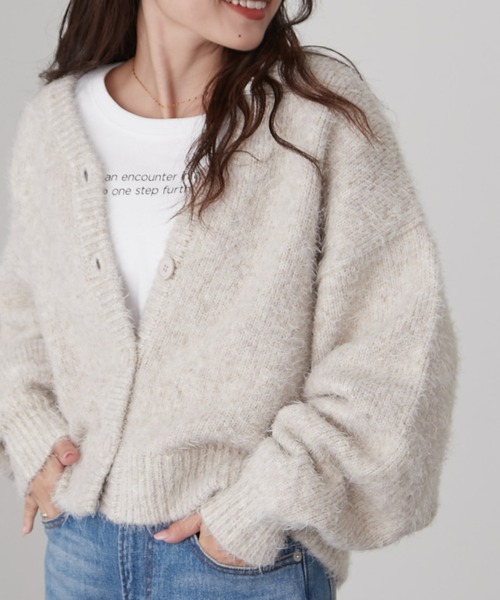 CIAOPANIC TYPY(チャオパニックティピー)の「□メランジフェザーMIX2WAYカーディガン(カーディガン/ボレロ・レディース・オフホワイト/パープル/ブラウン/イエロー・ONE SIZE)」の8枚目の写真