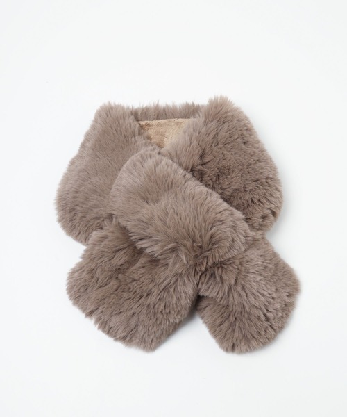 Andemiu（アンデミュウ）の「フェイクファーティペット２175443（ストール/ショール・レディース・ベージュ/ダークブラウン・FREE）」の13枚目の写真