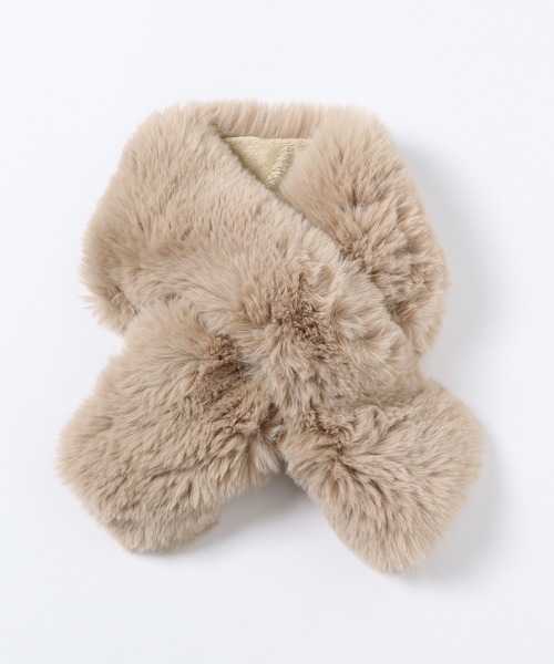 Andemiu（アンデミュウ）の「フェイクファーティペット２175443（ストール/ショール・レディース・ベージュ/ダークブラウン・FREE）」の5枚目の写真