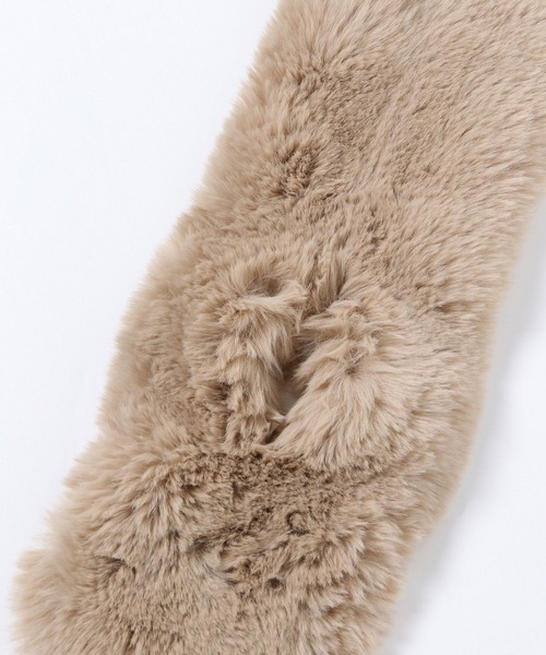 Andemiu（アンデミュウ）の「フェイクファーティペット２175443（ストール/ショール・レディース・ベージュ/ダークブラウン・FREE）」の4枚目の写真