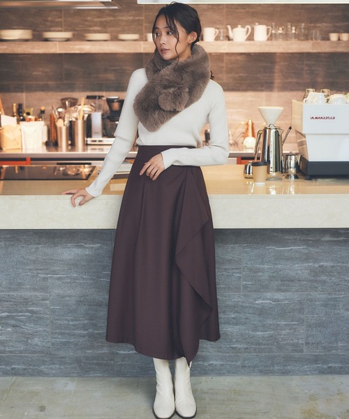 Andemiu（アンデミュウ）の「フェイクファーティペット２175443（ストール/ショール・レディース・ベージュ/ダークブラウン・FREE）」の16枚目の写真