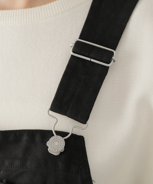 Spick & Span(スピックアンドスパン)の「フレンチワーカーサージサロペット(サロペット/オーバーオール・レディース・ホワイト系その他/ブラック・FREE)」の6枚目の写真