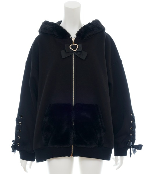 Secret Honey(シークレットハニー)の「うさ耳ファー裏起毛パーカー(パーカー・レディース・オフホワイト/ピンク/ブラック・FREE)」の8枚目の写真