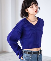 PAGEBOY | ランダムリブショートVニット(ニット/セーター)