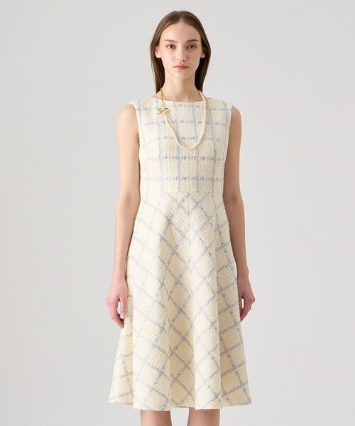 ANAYI（アナイ）の「ラメチェックツイードクルーワンピース