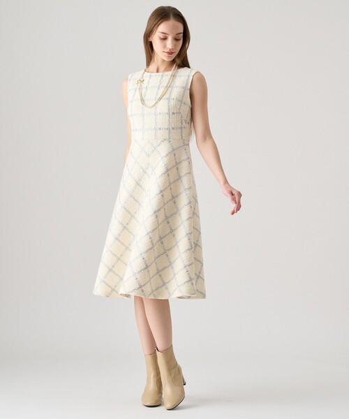 ANAYI（アナイ）の「ラメチェックツイードクルーワンピース