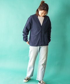 9.8oz ドライワッフルカーディガン