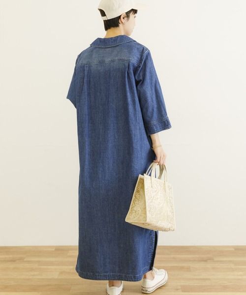 argueアギュー デニムカフタンワンピース ARGUE / アギュー】18SS denim caftan dress/デニムカフスタン