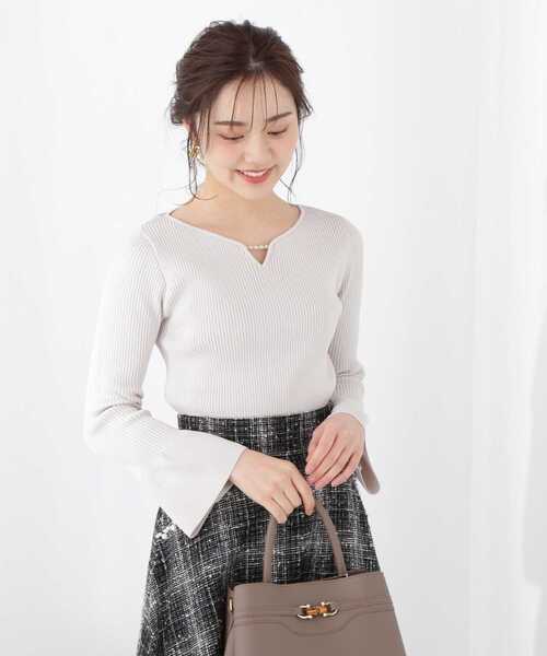 PROPORTION BODY DRESSING（プロポーションボディドレッシング）の「パールチェーンフレアースリーブニット / 1213170205（ニット/セーター・レディース・ブルー/ホワイト系その他/グレー・MEDIUM/SMALL）」の4枚目の写真