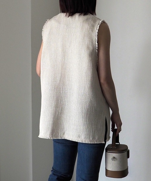 Riberry（リベリー）の「【セットアップ可】Vネックツイードベスト（ベスト・レディース・ブラック/アイボリー/ダークブラック・FREE）」の14枚目の写真