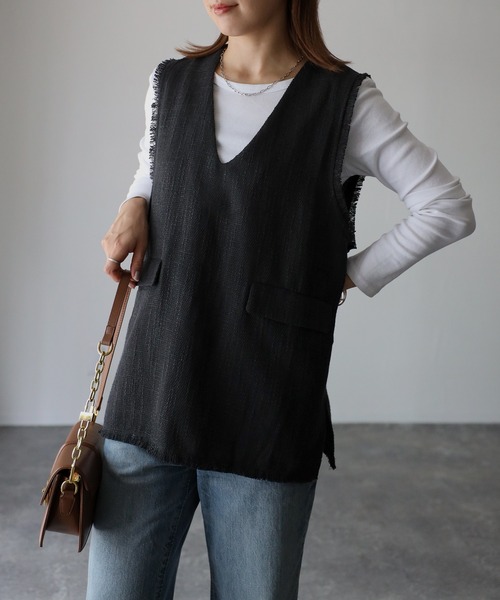 Riberry（リベリー）の「【セットアップ可】Vネックツイードベスト