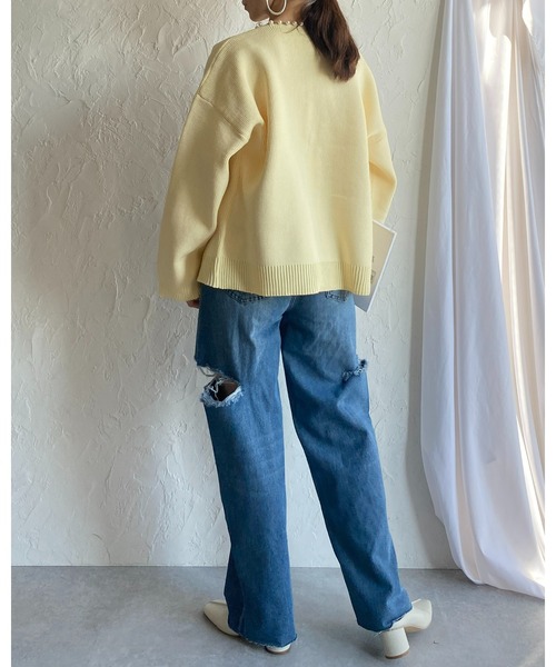 She's Closet(シーズクローゼット)の「ノーカラーパールニットカーディガン(カーディガン/ボレロ・レディース・イエロー/アイボリー/ブラック/パープル/グレー/ネイビー/杢グレー・FREE)」の22枚目の写真