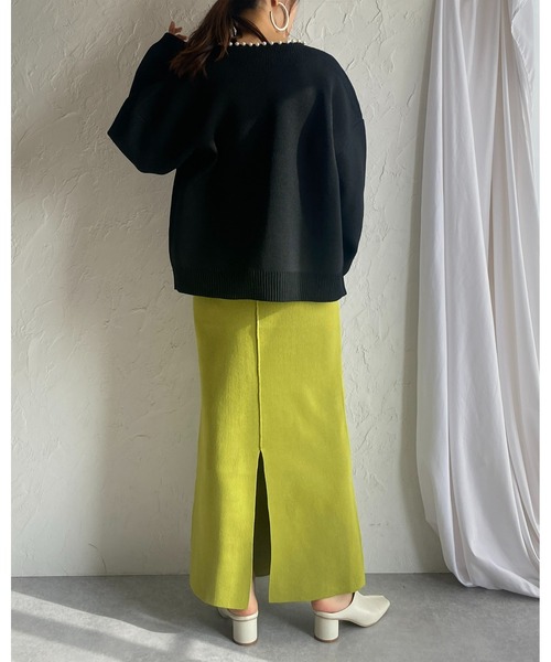 She's Closet(シーズクローゼット)の「ノーカラーパールニットカーディガン(カーディガン/ボレロ・レディース・イエロー/アイボリー/ブラック/パープル/グレー/ネイビー/杢グレー・FREE)」の15枚目の写真