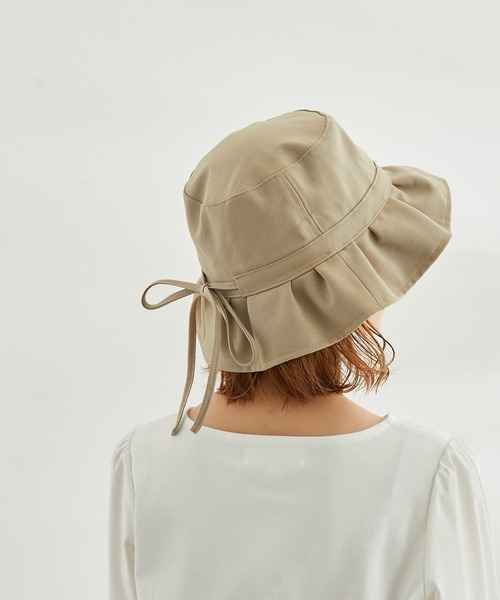 ROPE' PICNIC(ロペピクニック)の「リサイクルポリエステルバックリボンフリルハット(ハット・レディース・ブラック/ベージュ/ブルー系その他4・FREE)」の3枚目の写真