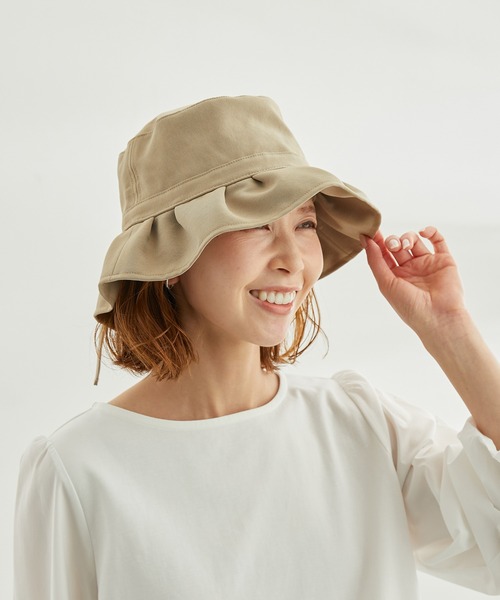 ROPE' PICNIC(ロペピクニック)の「リサイクルポリエステルバックリボンフリルハット(ハット・レディース・ブラック/ベージュ/ブルー系その他4・FREE)」の15枚目の写真