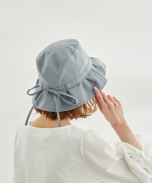 ROPE' PICNIC(ロペピクニック)の「リサイクルポリエステルバックリボンフリルハット(ハット・レディース・ブラック/ベージュ/ブルー系その他4・FREE)」の16枚目の写真