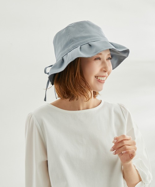 ROPE' PICNIC(ロペピクニック)の「リサイクルポリエステルバックリボンフリルハット(ハット・レディース・ブラック/ベージュ/ブルー系その他4・FREE)」の17枚目の写真