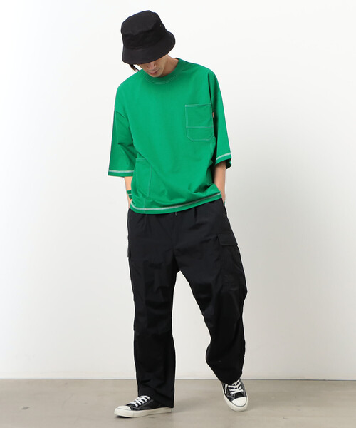 Purple&Yellow（パープルアンドイエロー）の「ナイロンタッサー ワイドカーゴパンツ（カーゴパンツ・メンズ・カーキ/ブラック・X-SMALL/MEDIUM/SMALL/LARGE）」の4枚目の写真