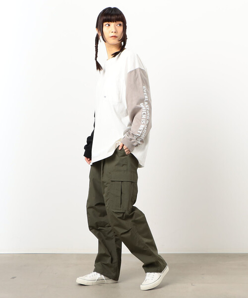 Purple&Yellow（パープルアンドイエロー）の「ナイロンタッサー ワイドカーゴパンツ（カーゴパンツ・メンズ・カーキ/ブラック・X-SMALL/MEDIUM/SMALL/LARGE）」の15枚目の写真