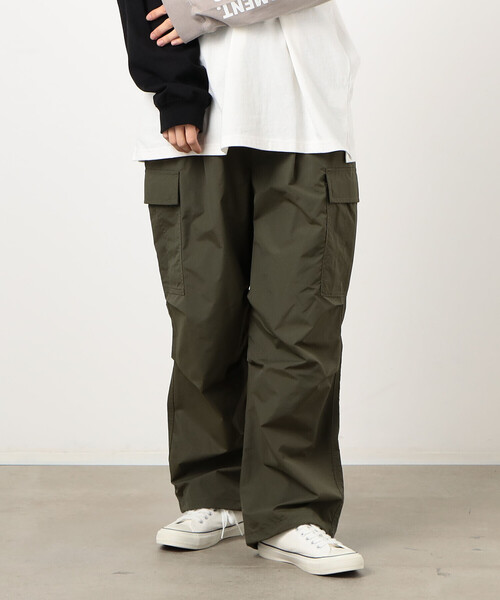 Purple&Yellow（パープルアンドイエロー）の「ナイロンタッサー ワイドカーゴパンツ（カーゴパンツ・メンズ・カーキ/ブラック・X-SMALL/MEDIUM/SMALL/LARGE）」の18枚目の写真