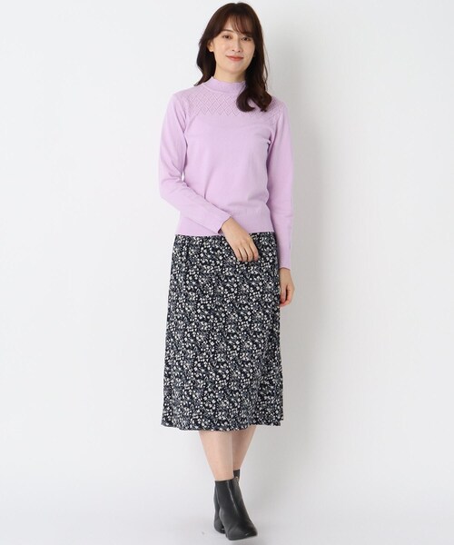 LAURA ASHLEY(ローラアシュレイ)の「【洗える】エルジン柄マットジャージスカート(スカート・レディース・ネイビー系6・40/38)」の8枚目の写真