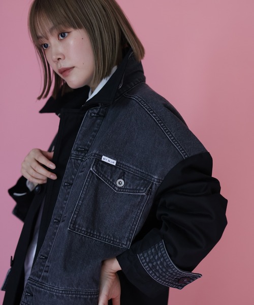 HERENCIA(ヘレンチア)の「【BIT BLUE】デニム×チノ コンビネーションコート(トレンチコート・レディース・ライトブラウン/ブラック・FREE)」の18枚目の写真