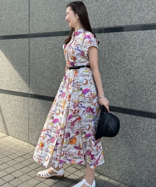 ルルウィルビー　LOULOU WILLOUGHBY ソレイユ半袖シャツワンピース LOULOU WILLOUGHBY】ソレイユプリントシャツワンピース