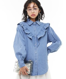 【Narcissus】デニムフリルシャツ