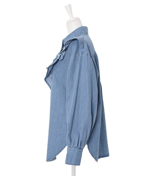 Narcissus(ナルシス)の「【Narcissus】デニムフリルシャツ(シャツ/ブラウス・レディース・ダークブルー/ライトブルー・FREE)」の8枚目の写真