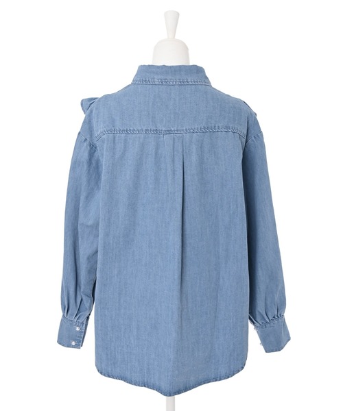 Narcissus(ナルシス)の「【Narcissus】デニムフリルシャツ(シャツ/ブラウス・レディース・ダークブルー/ライトブルー・FREE)」の9枚目の写真