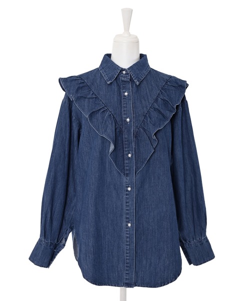 Narcissus(ナルシス)の「【Narcissus】デニムフリルシャツ(シャツ/ブラウス・レディース・ダークブルー/ライトブルー・FREE)」の10枚目の写真