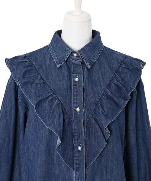 Narcissus(ナルシス)の「【Narcissus】デニムフリルシャツ(シャツ/ブラウス・レディース・ダークブルー/ライトブルー・FREE)」の12枚目の写真