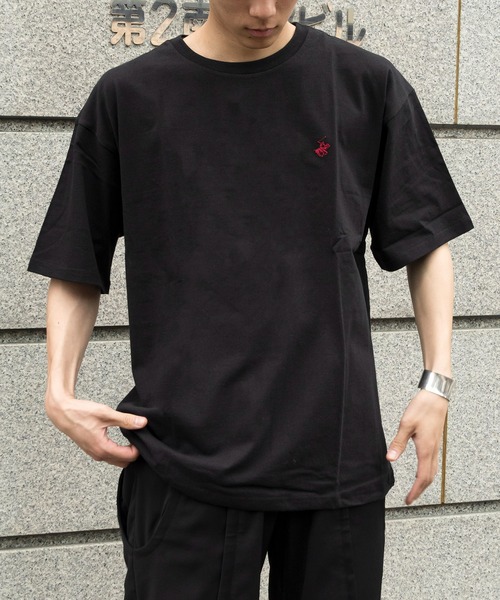 BEVERLY HILLS POLO CLUB（ビバリーヒルズポロクラブ）の「【BEVERLY HILLS POLO CLUB】ワンポイントPOLOビンテージ刺繍半そでTシャツ 32785420/32785421（Tシャツ/カットソー・メンズ・ブラック系その他2/グリーン/ネイビー/ホワイト/ホワイト系その他3/マスタード/その他2/その他3/マルチ/ホワイト系その他2/その他4/ブラック・M/L/LL）」の4枚目の写真