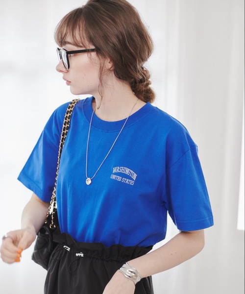 CHAIN STITCH ロゴ 半袖 刺繍 Tシャツ・カットソー チェーン刺繍ロゴTシャツ(S ネイビー): トップス｜Right-on公式