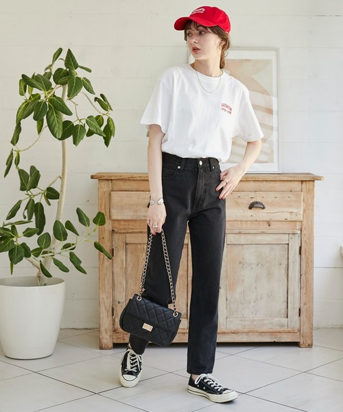 ANGIE（アンジー）の「ワンポイント 刺繍 ロゴ Tシャツ（半袖）（Tシャツ/カットソー・レディース・ネイビー/ロイヤルブルー/ホワイト/ブラック/ライトピンク/レッド/ホワイト×レッド/ホワイト系その他・X-LARGE/MEDIUM/LARGE/SMALL）」の14枚目の写真