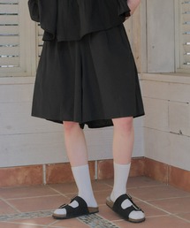 短すぎない大人丈 コットンリネンショートパンツ