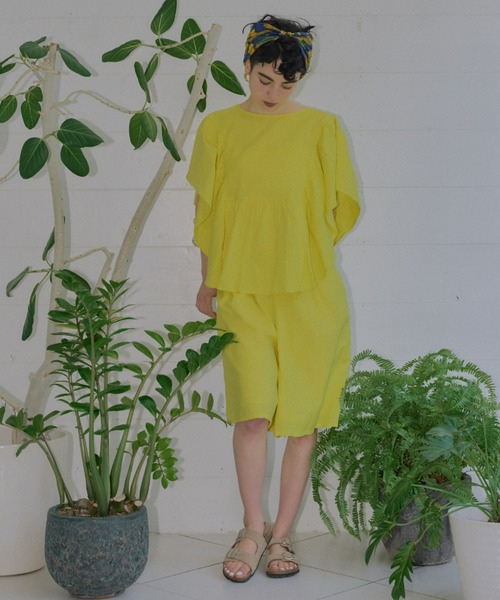 manana suerte(マニャーナスエルテ)の「短すぎない大人丈 コットンリネンショートパンツ(その他パンツ・レディース・イエロー/ブラック/ボルドー・FREE)」の17枚目の写真